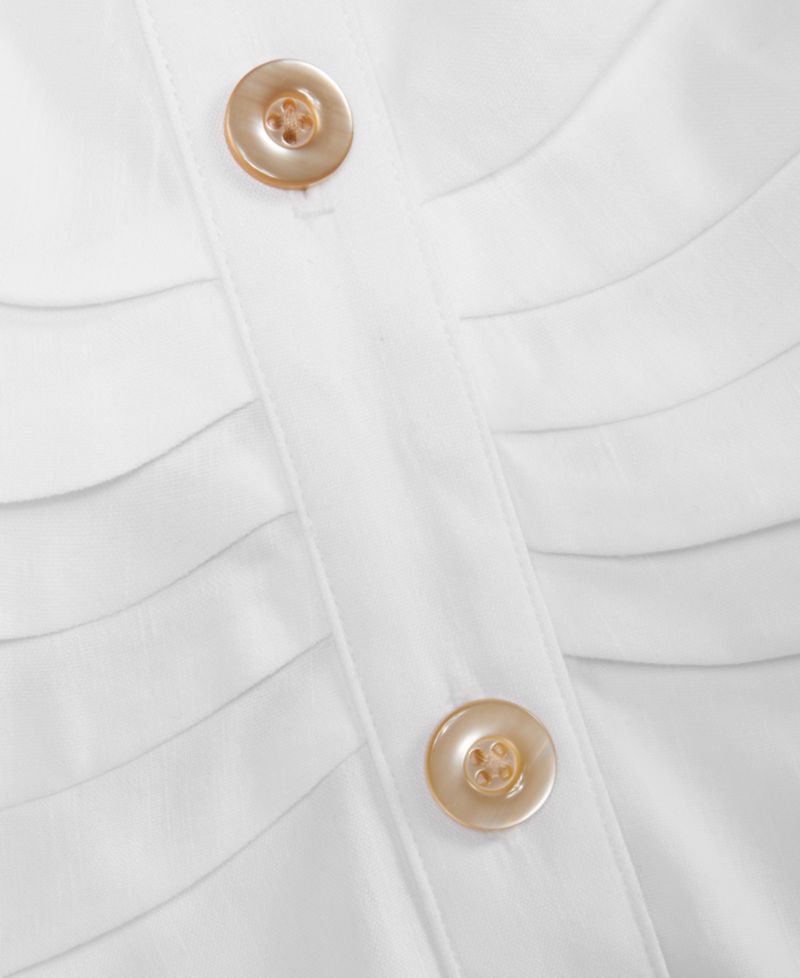 Women's Short Sleeve Linen-Blend Shirt-Dress