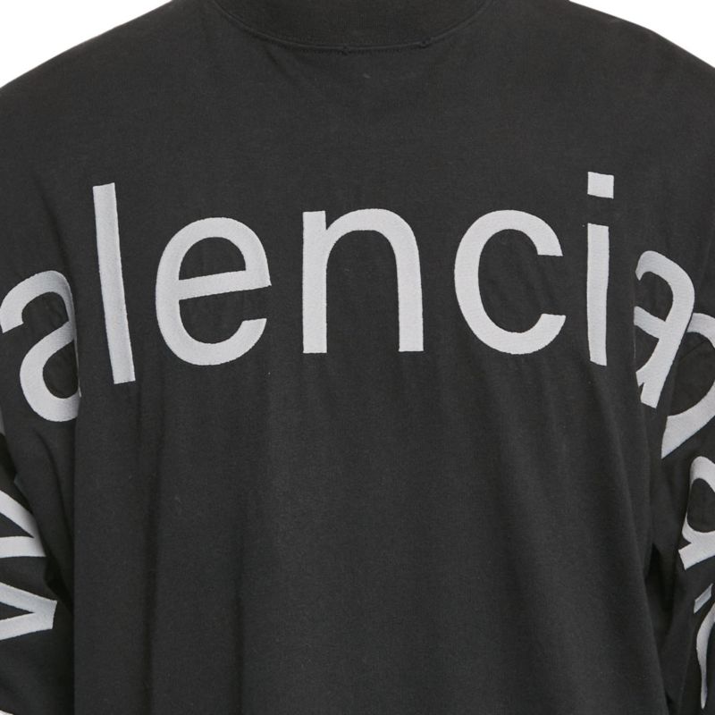 Men's Unisex Black Brand Website Embroidered Cotton Distressed Sweatshirt