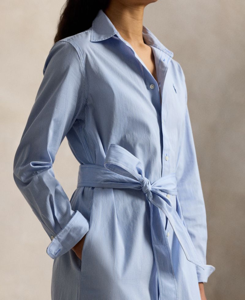 Women's Long-Sleeve Collared Shirt Dress
