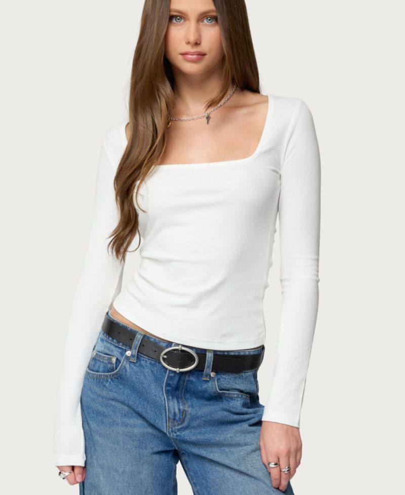 Women's Zandra Square Neck Ribbed Top