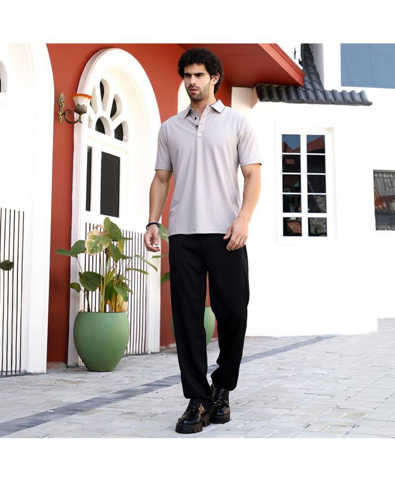 Men's Saltbox Beige Seamless Cuboid Polo T-Shirt