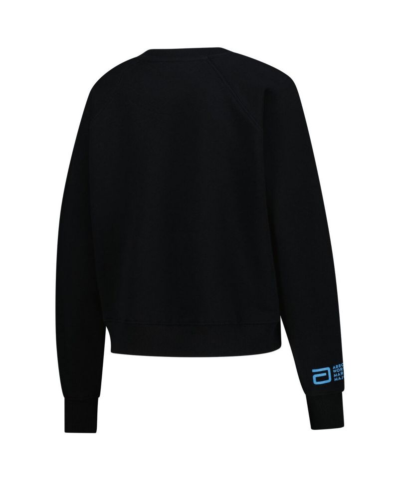 Women's Black Abbott World Marathon Majors Ashlyn French Terry Raglan Crewneck Sweatshirt