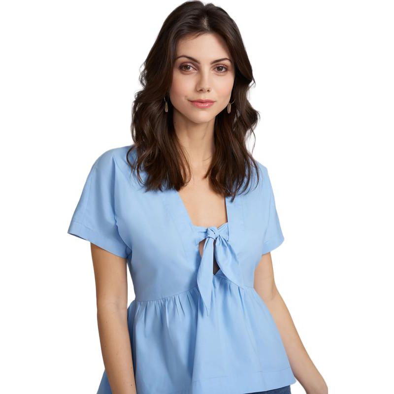 Women's Kennedy Tie Front V Neck Top