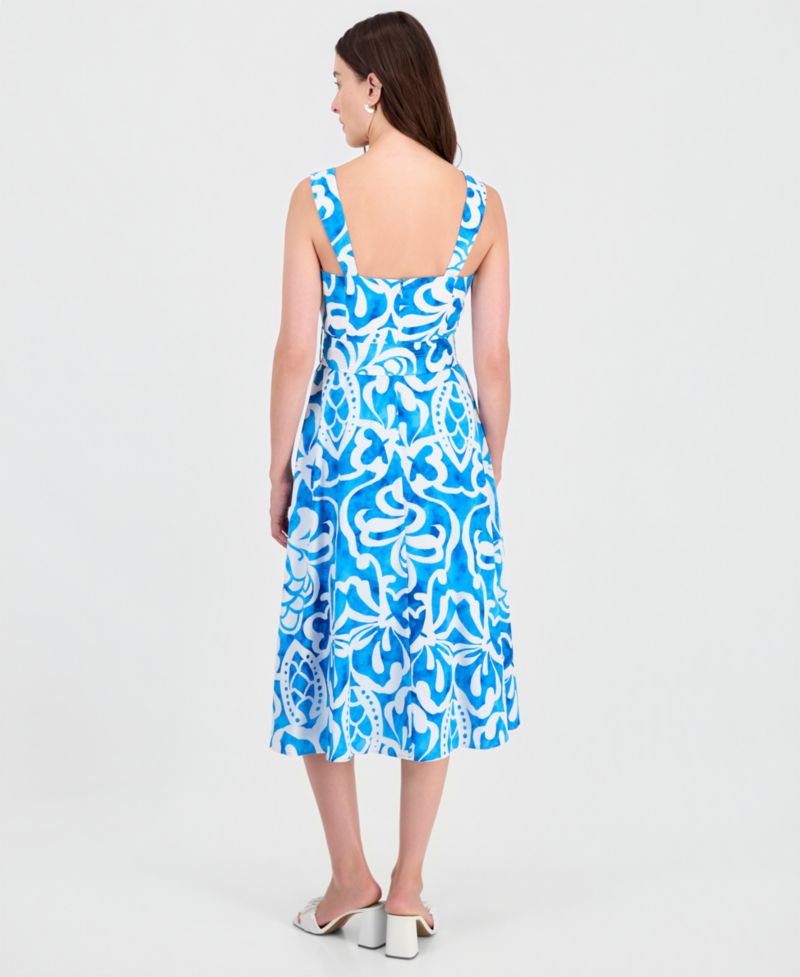 Women's Belted Sleeveless Midi Dress