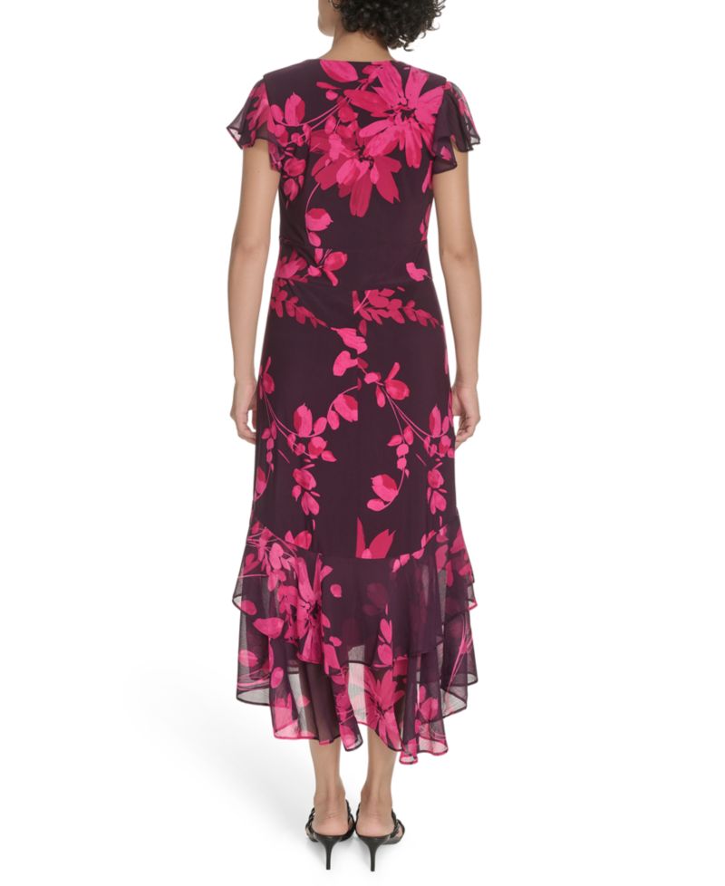 Women's Flutter Sleeve Chiffon Dress