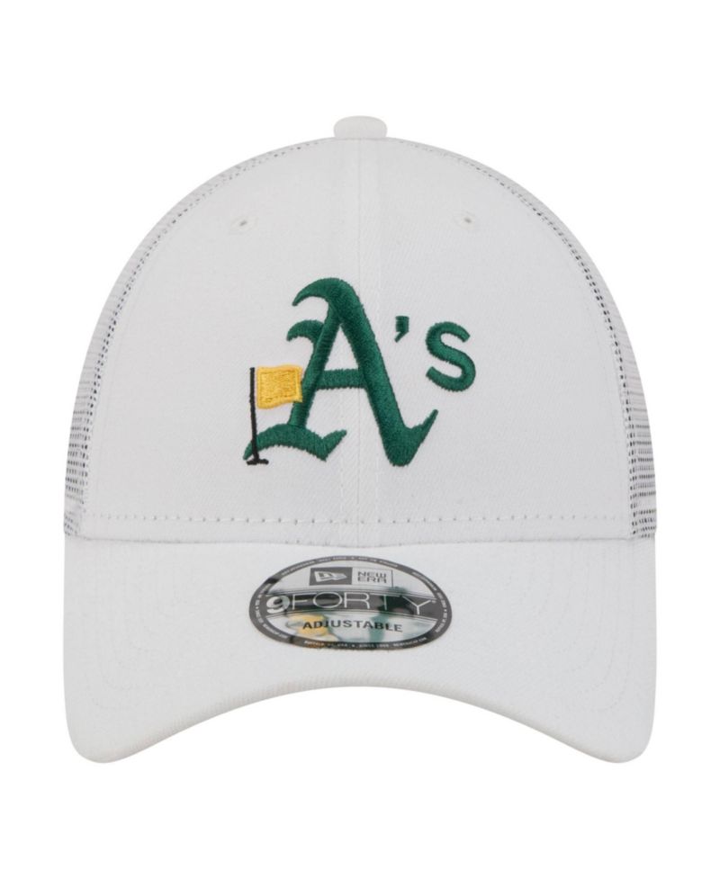 Men's White Athletics Flag 9FORTY Trucker Adjustable Hat