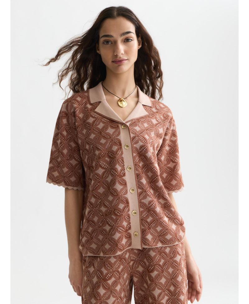 Women's Scotch and Soda Tops and Tees Jacquard Knitted Short-Sleeve Shirt