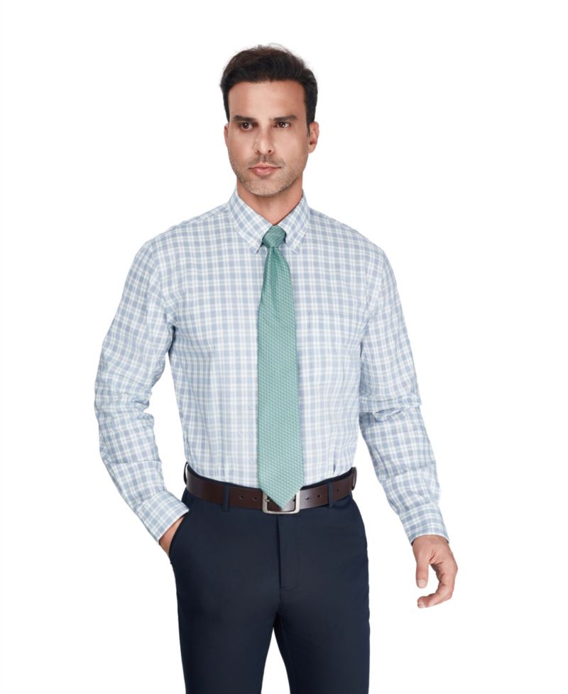 Men's Regular-Fit Plaid Pattern Dress Shirt