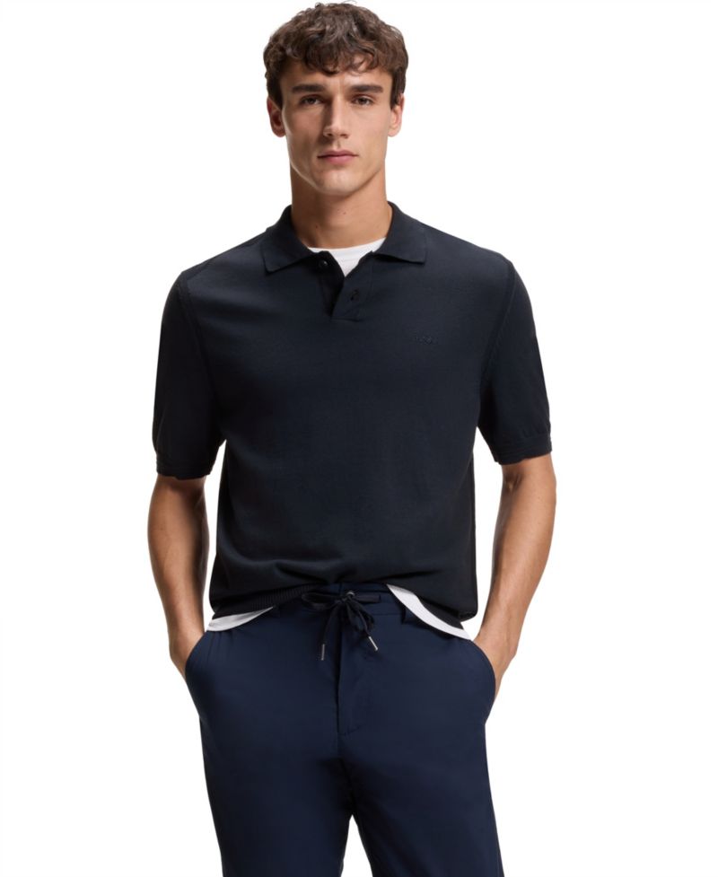 Men's Cotton-Blend Embroidered Logo Polo Sweater