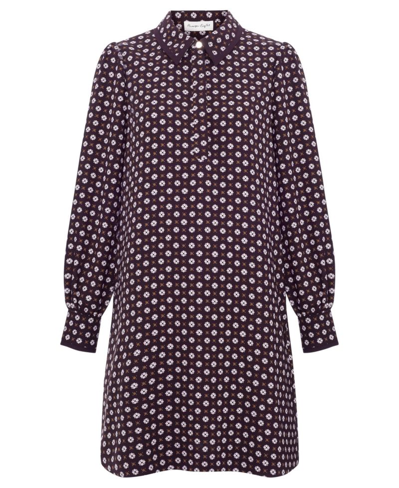Women's Pamela Foulard A-Line Long-Sleeve Dress