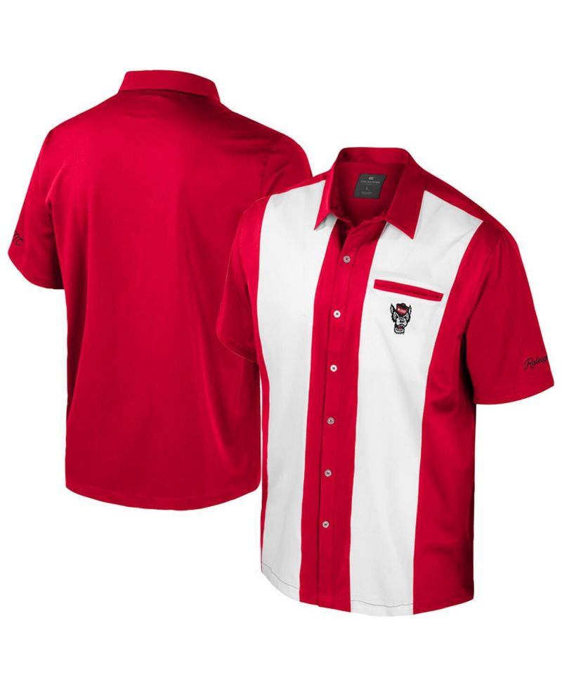 Men's Red NC State Wolfpack Strike Bowling Button-Up Shirt