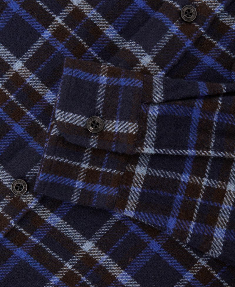 Men's Sam Check Button-Through Overshirt with Wool