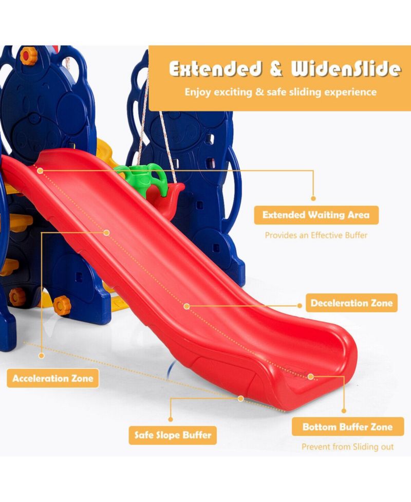 3 in 1 Toddler Climber and Swing Set Kid Climber Slide Playset w/Basketball Hoop