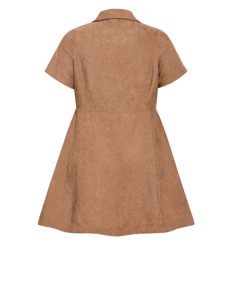Plus Size Leia Short-Sleeve A-Line Corduroy Mini Dress
