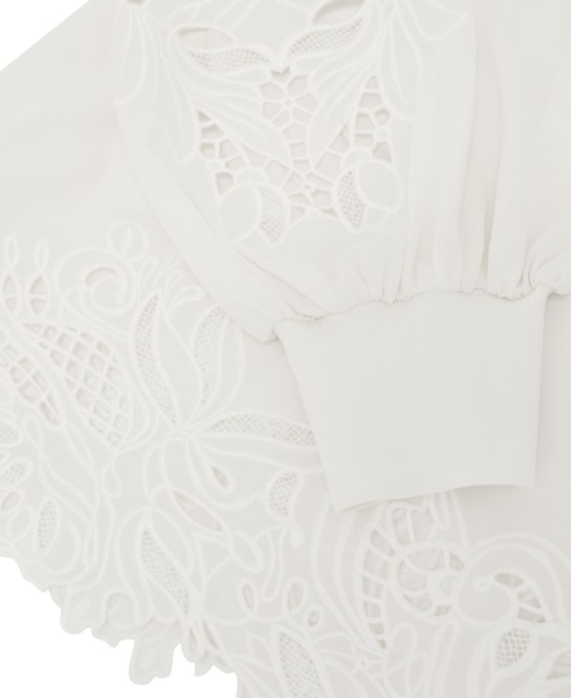 Women's Rae High-Neck 3/4-Sleeve Blouson Lace Blouse
