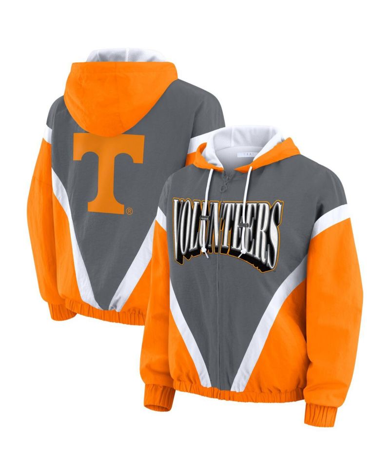 Women's Tennessee Orange/Gray Tennessee Volunteers Color Block Full-Zip Hoodie Windbreaker Jacket