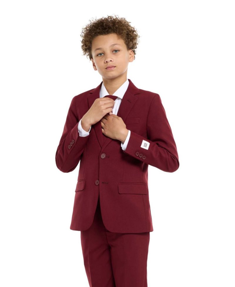 Big Boys Blazing Solid Color Suit, 3-Piece Set Including Blazer, Pants and Clip-On-Tie