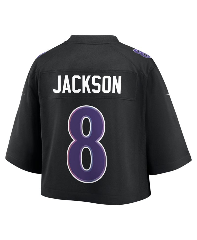 Women's Lamar Jackson Black Baltimore Ravens Cropped Fashion Game Jersey