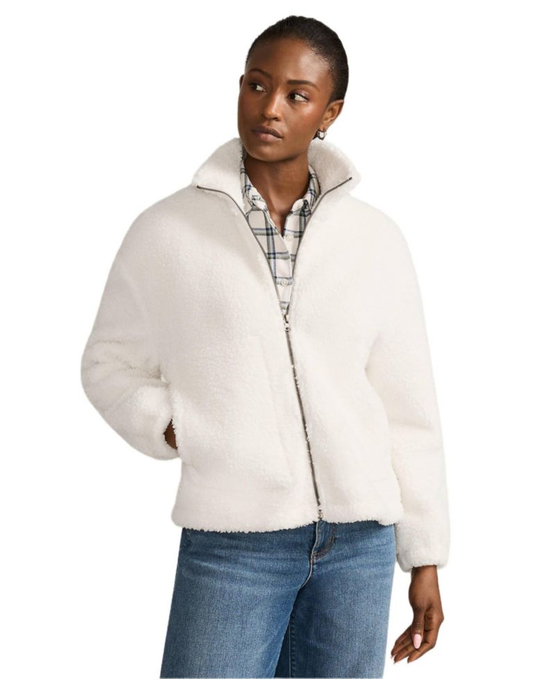 Women's Faux Shearling Zip Front Fleece Jacket