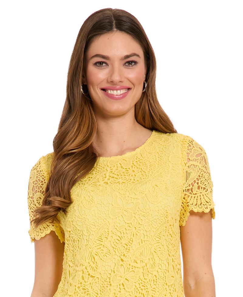 Petite Short-Sleeve Jewel Neck Shift Dress