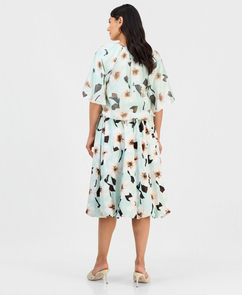 Petite Printed Pull-On Midi Skirt