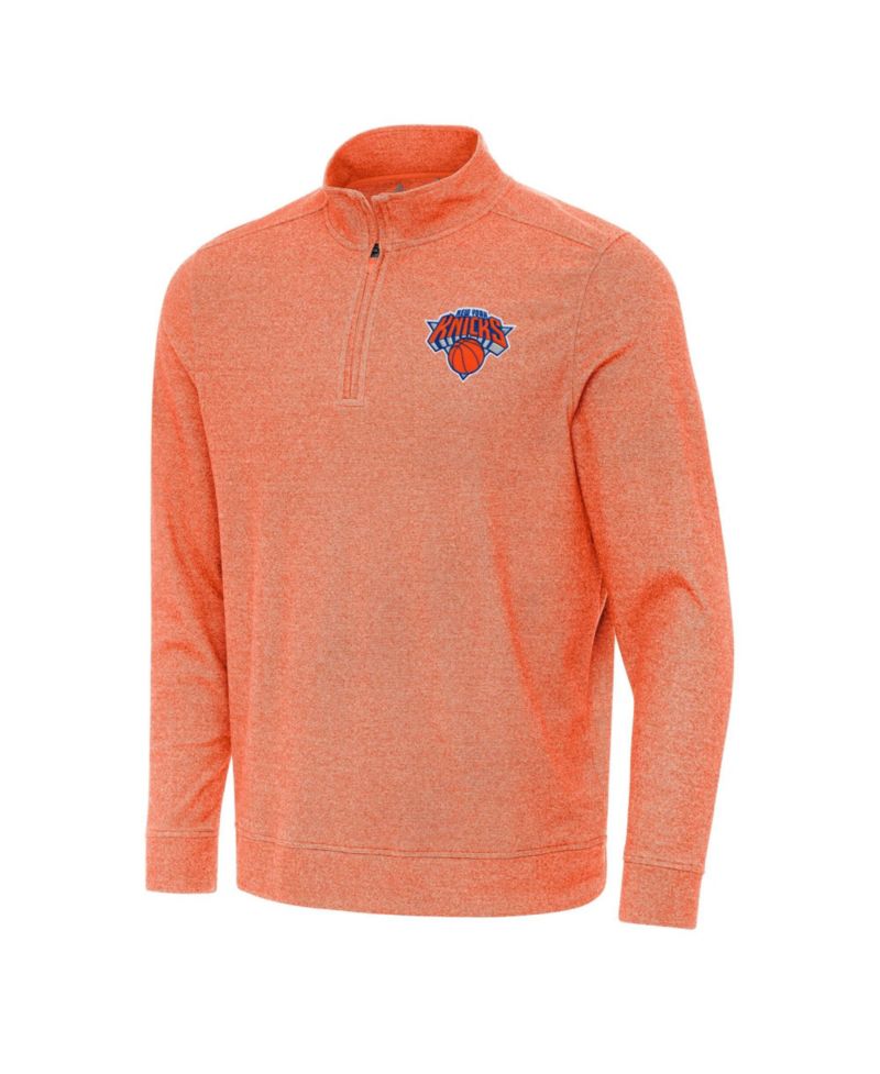 Men's Heather Orange New York Knicks Subtle Quarter-Zip Sweatshirt