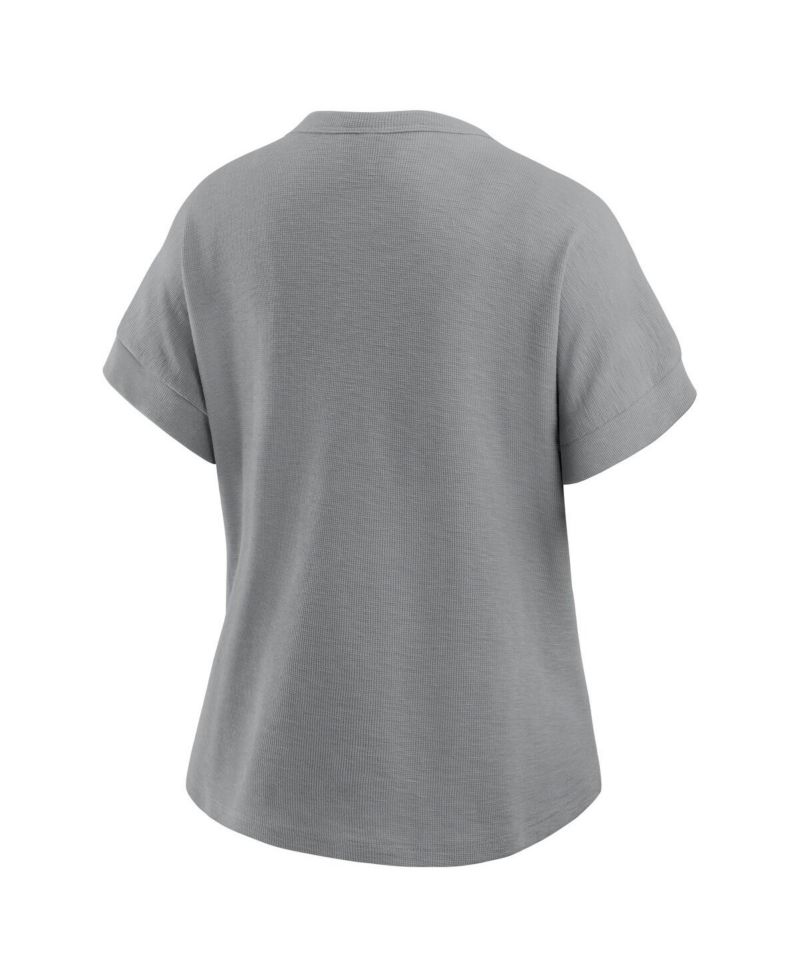 Women's Heather Gray Cincinnati Bengals Oversized Hometown Premium Henley Shirt