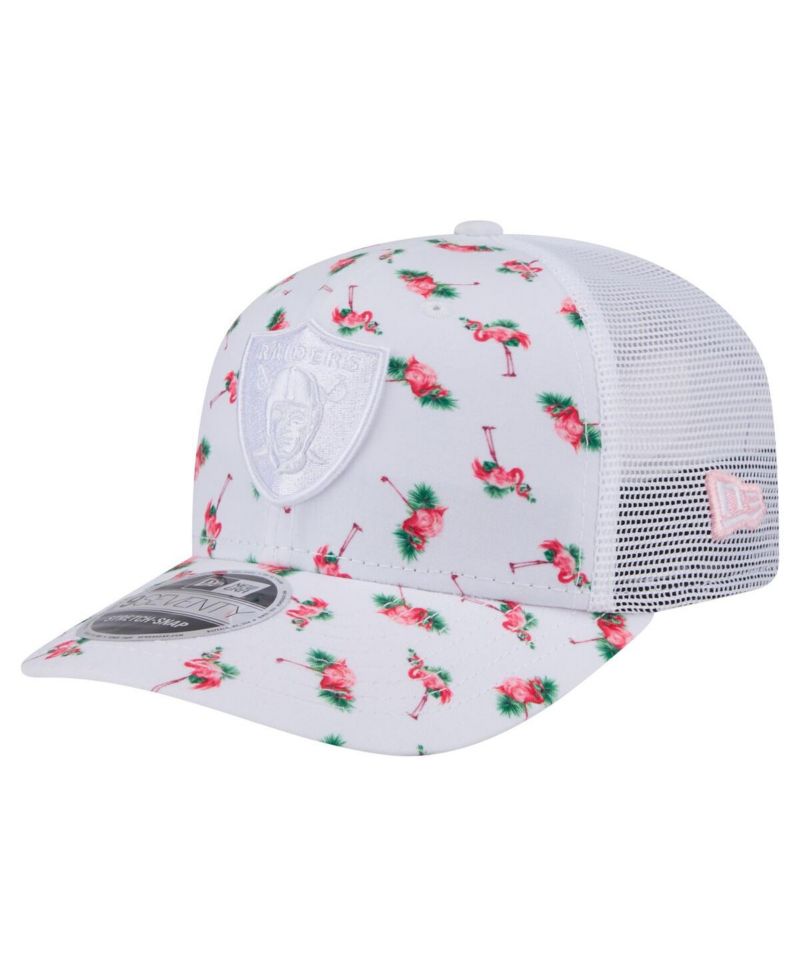 Men's White Las Vegas Raiders Adventure Flamingo Pattern 9SEVENTY Stretch-Snap Hat