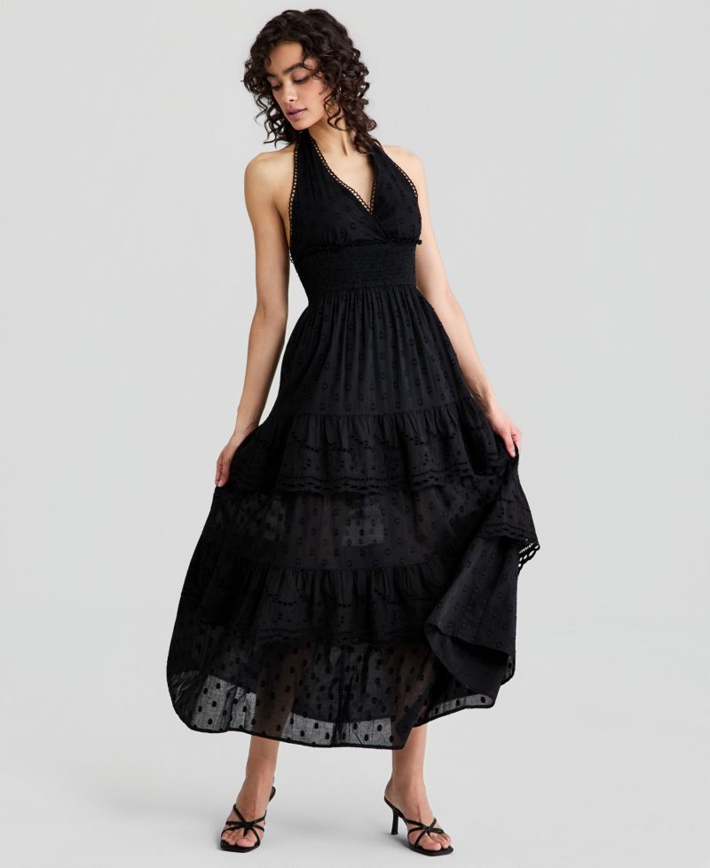 Women's Cotton Halter Tiered Maxi Dress, Macy's Exclusive