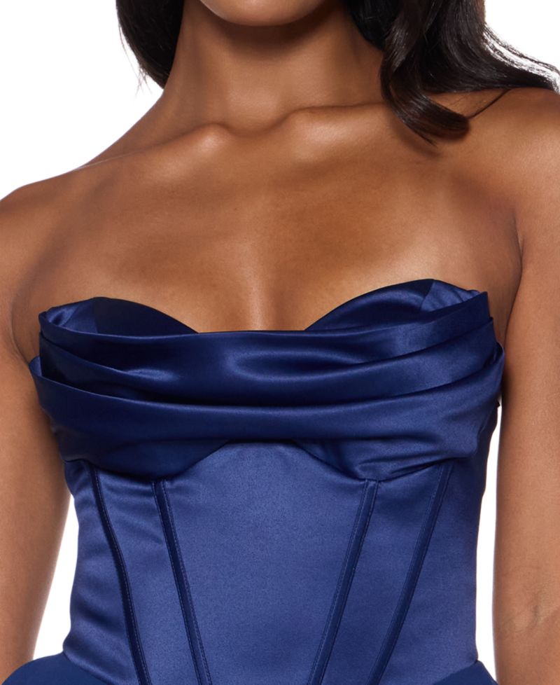Juniors' Strapless Corset Tiered Dress