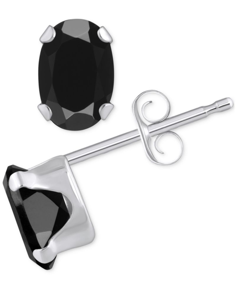 Onyx Oval Solitaire Four Prong Stud Earrings in 14k Gold