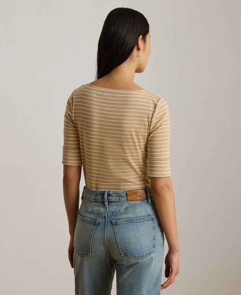 Women's Striped Boat Neck Top
