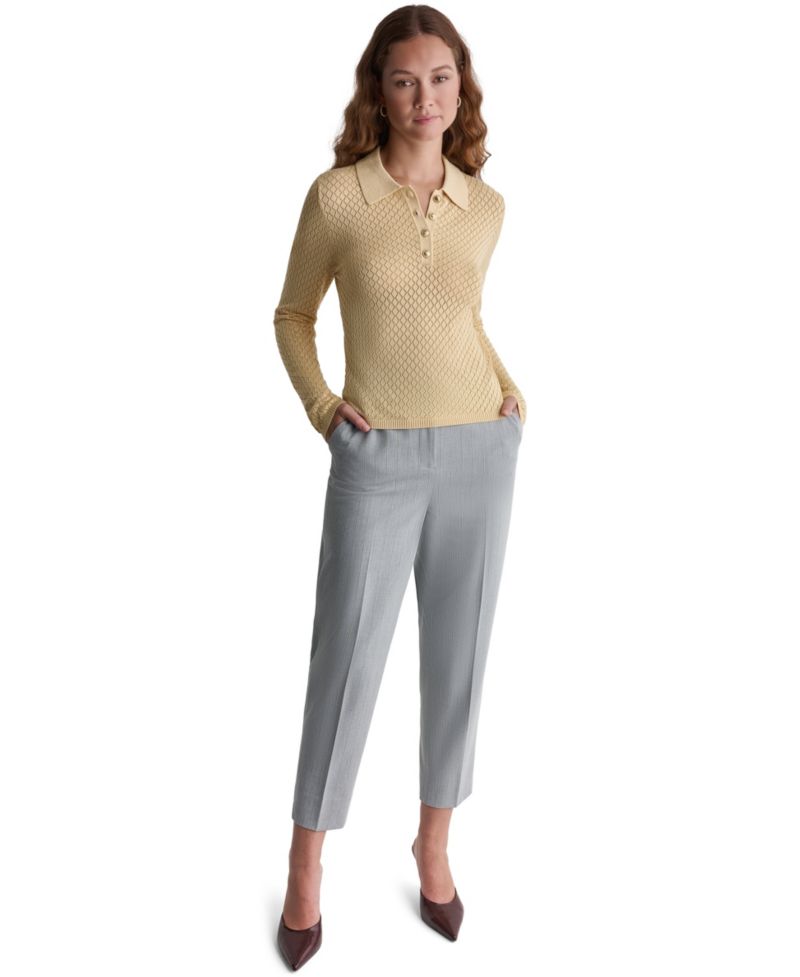 Women's Long-Sleeve Knit Polo Shirt