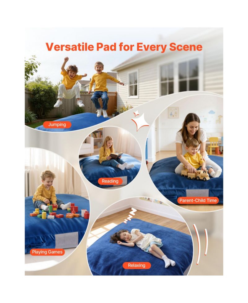 Kids Sensory Crash Pad, 5 x 5 ft Foam Landing Mat with Washable Cover