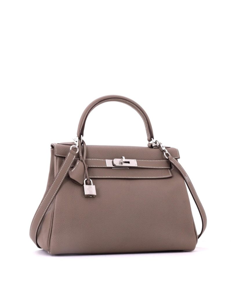 Kelly 28 Handbag Grey Togo with Palladium Hardware