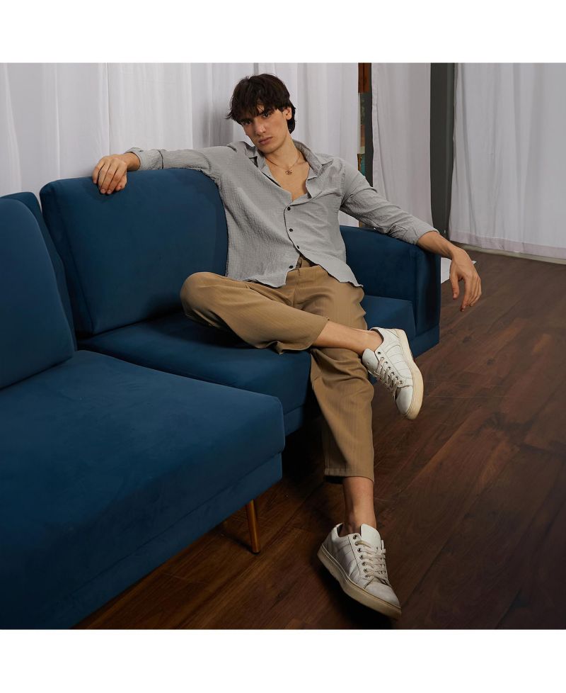 Men's Ash Grey Cubic-Seersucker Shirt