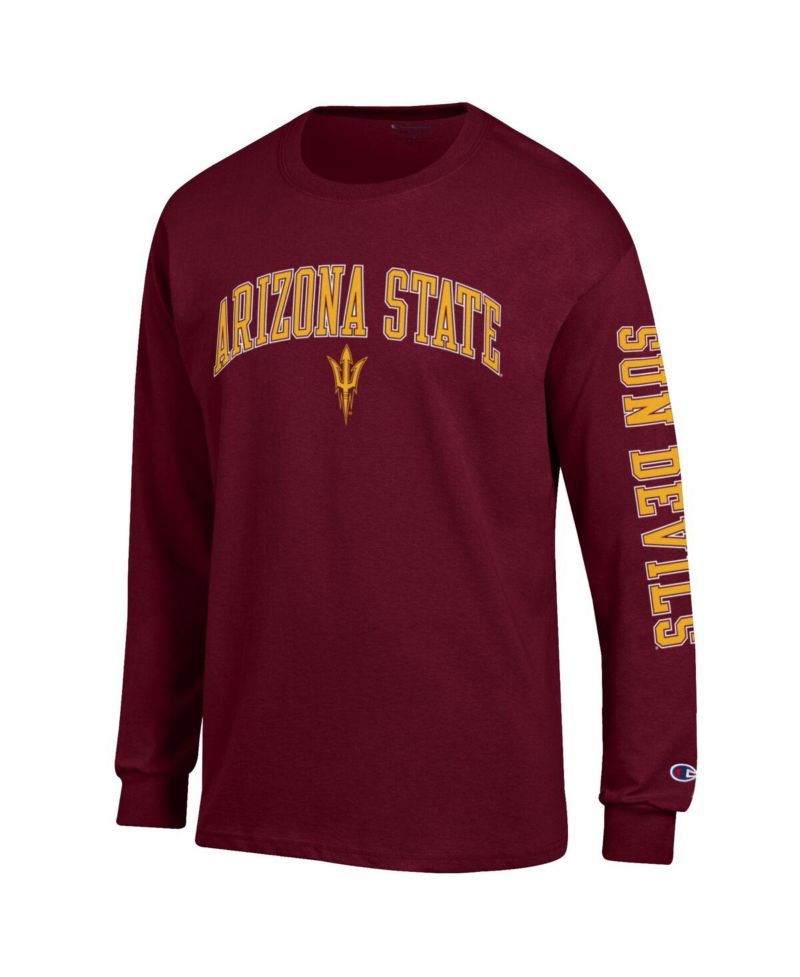 Men's Maroon Arizona State Sun Devils Arch Over Logo 2-Hit Long Sleeve T-Shirt