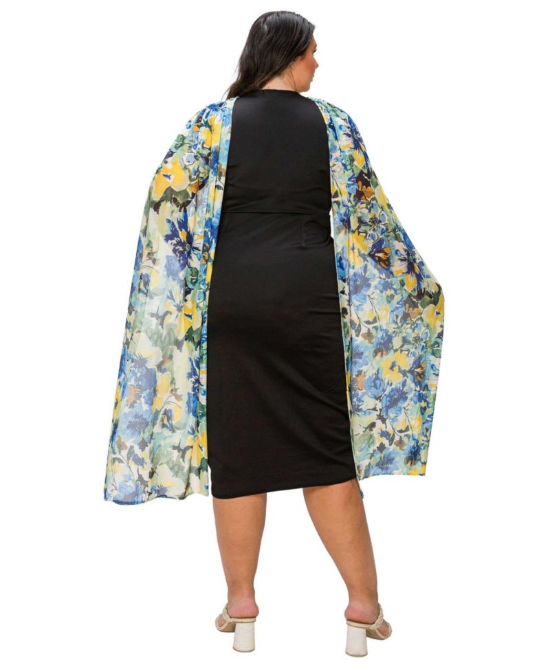 Plus Size Evolette Floral Cape Dress