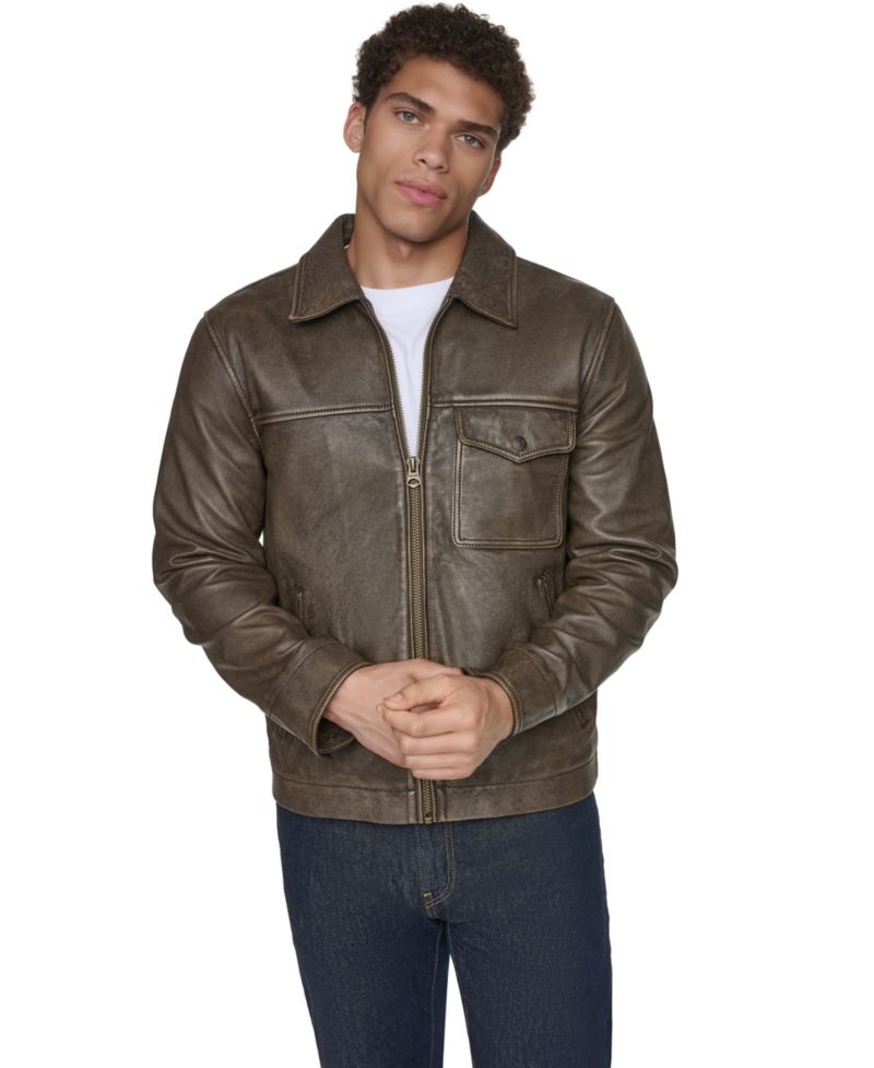 Men's Genuine Leather Trucker Jacket