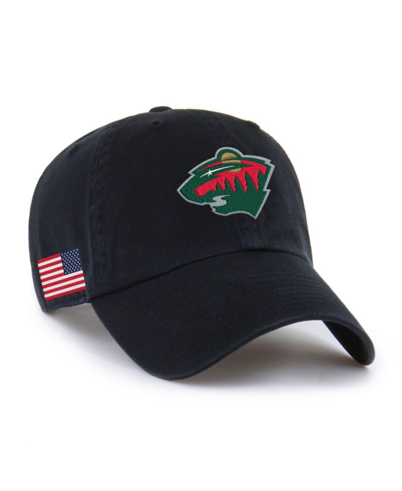 Men's and Women's '47 Black Minnesota Wild Heritage Flag Clean Up Adjustable Hat