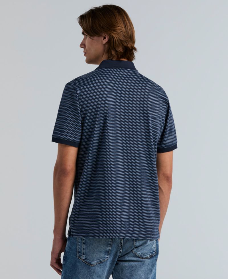 Men's Jacquard Cotton Stripe Polo Shirt