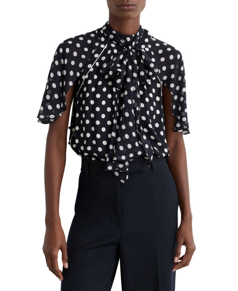 Women's Aliana Polka-Dot Tie-Neck Blouse