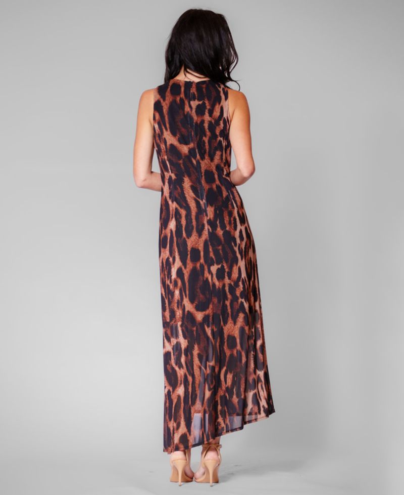 Women's Leopard-Print Asymmetrical-Hemline Midi Dress
