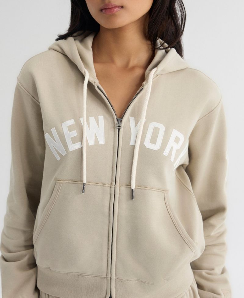 Women's New York Yankees Iconic Terry Full-Zip Cropped Fit Hoodie