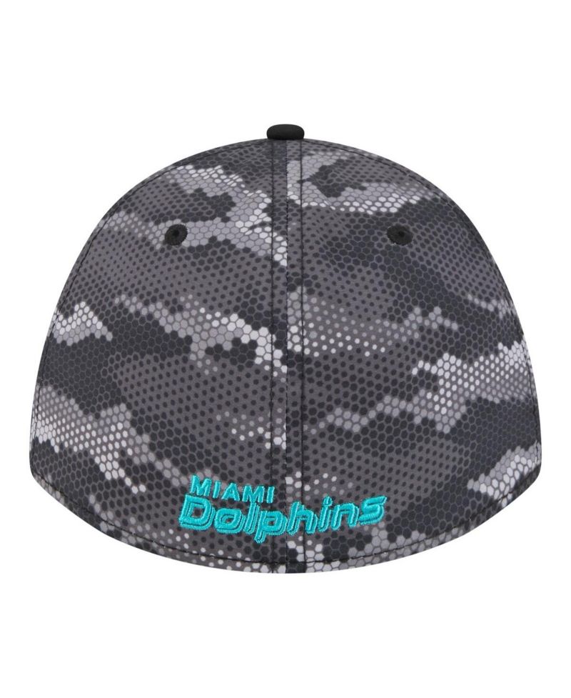 Men's Black Miami Dolphins Camo A-Frame 39THIRTY Flex Hat