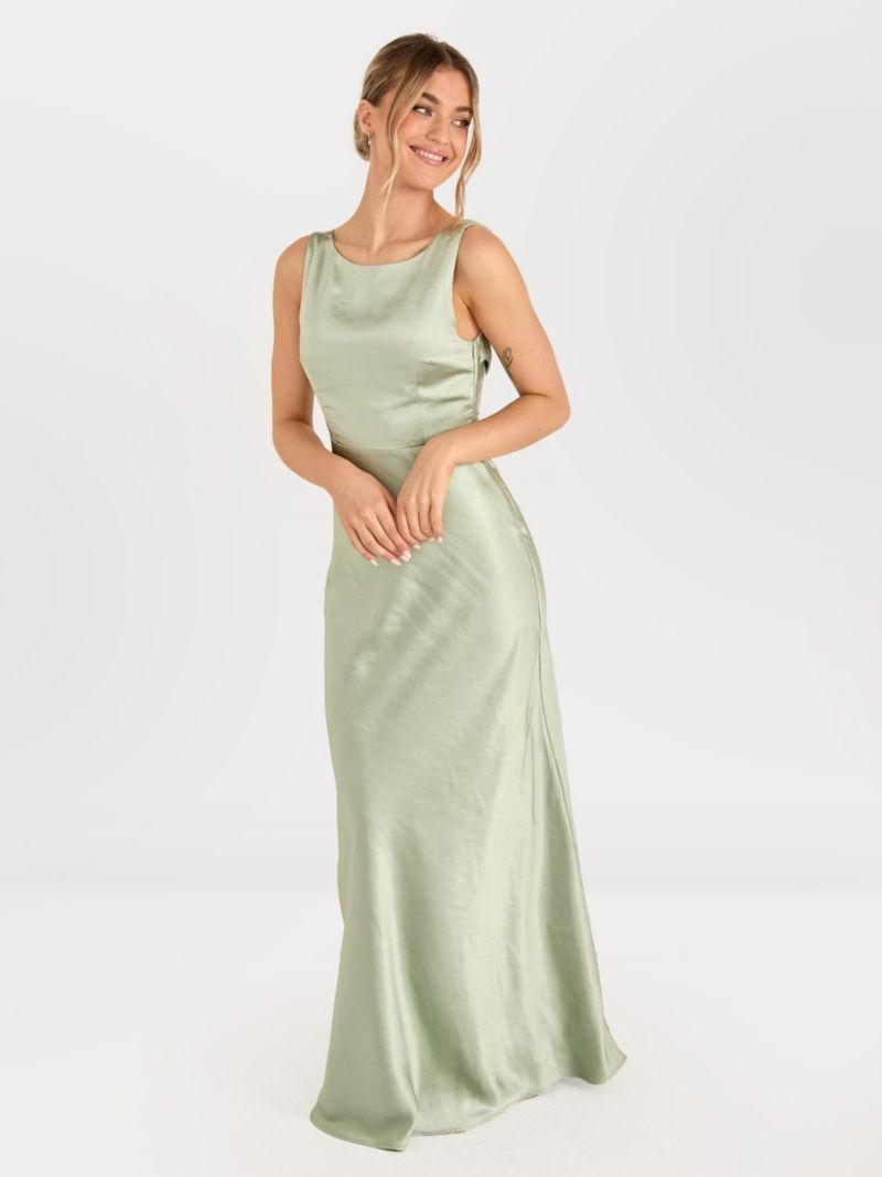 Women's Cowl Back Satin Bridesmaid Dress