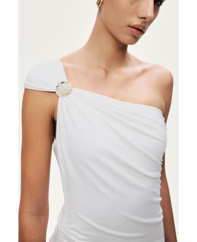 Women's One-Shoulder Contrast Maxi Dress