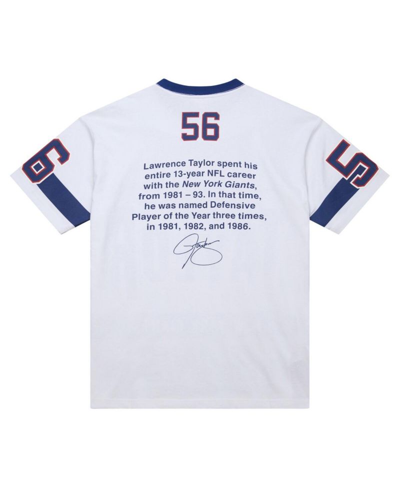 Men's Lawrence Taylor White New York Giants Name & Number Team Origins Vintage Logo T-Shirt