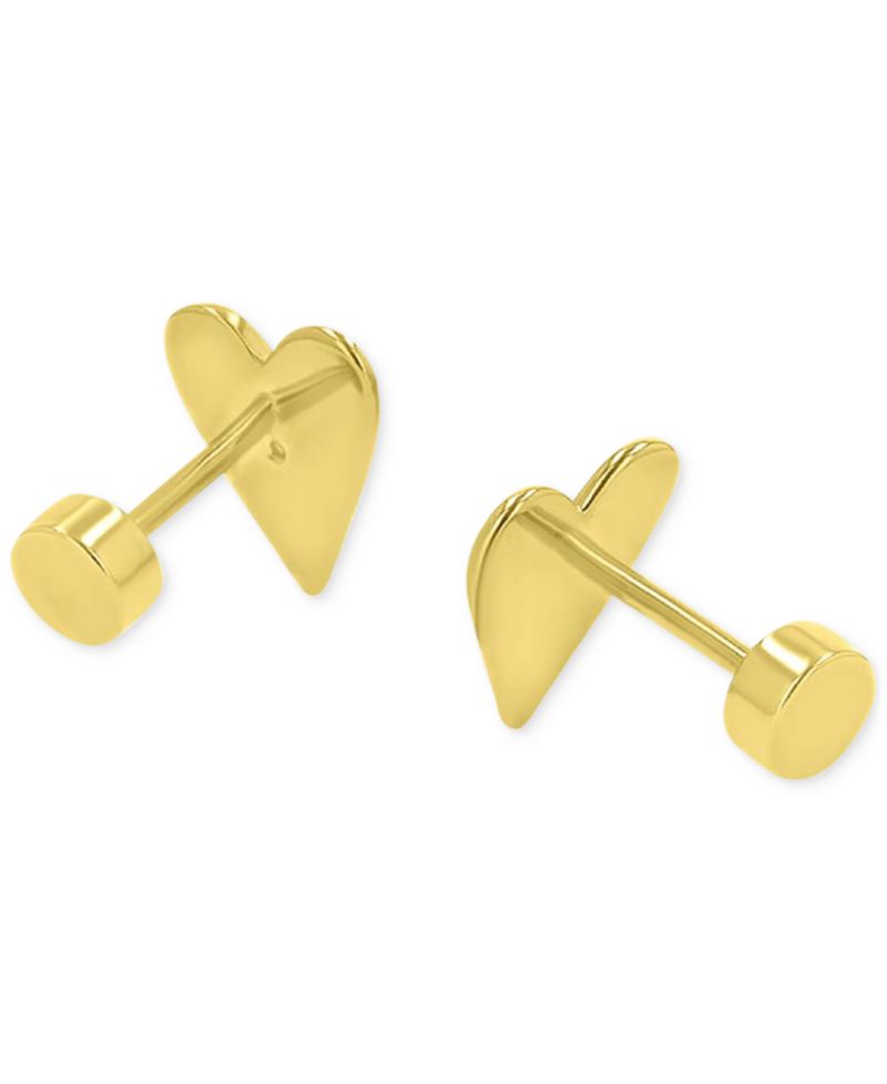 Pav&eacute; Heart Stud Earrings in 14k Gold-Plated Sterling Silver