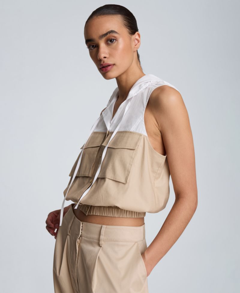 Women's Hooded Sleeveless Crop Top